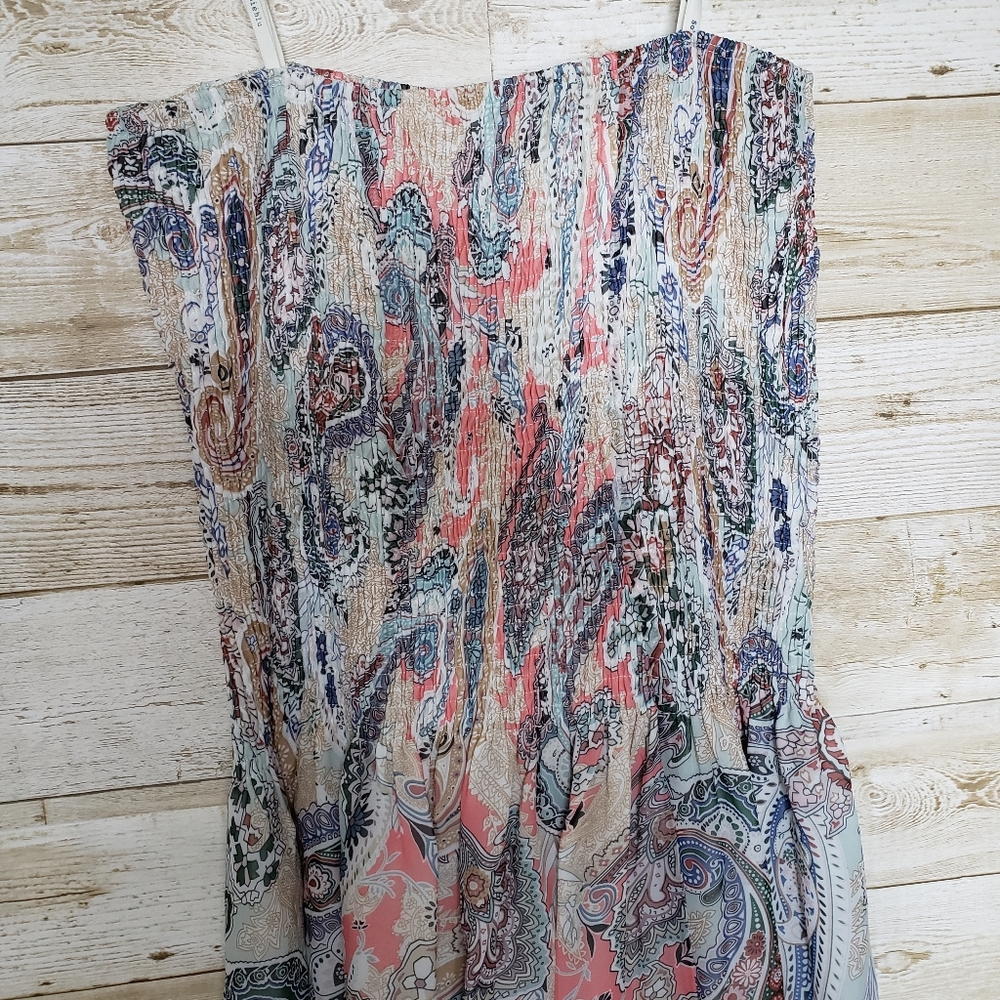 NWT Soieblu Baltic Born Strapless Paisley Print Maxi Dress Pastel Size Large - Picture 3 of 14